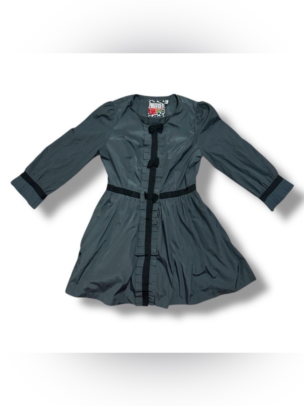 RARE Forever 21 Twist Dark Gray Jacket Dress Limited Edition Tulle Mall Goth - Picture 2 of 16